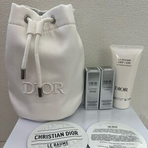 Dior La Mousse Off/On Foaming Cleanser 1.7 fl oz Le Baume The Balm & White Pouch